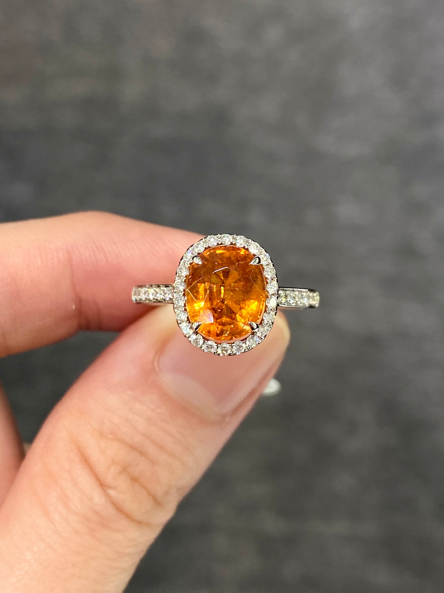 Natural Mandarin Garnet 3.37ct Ring