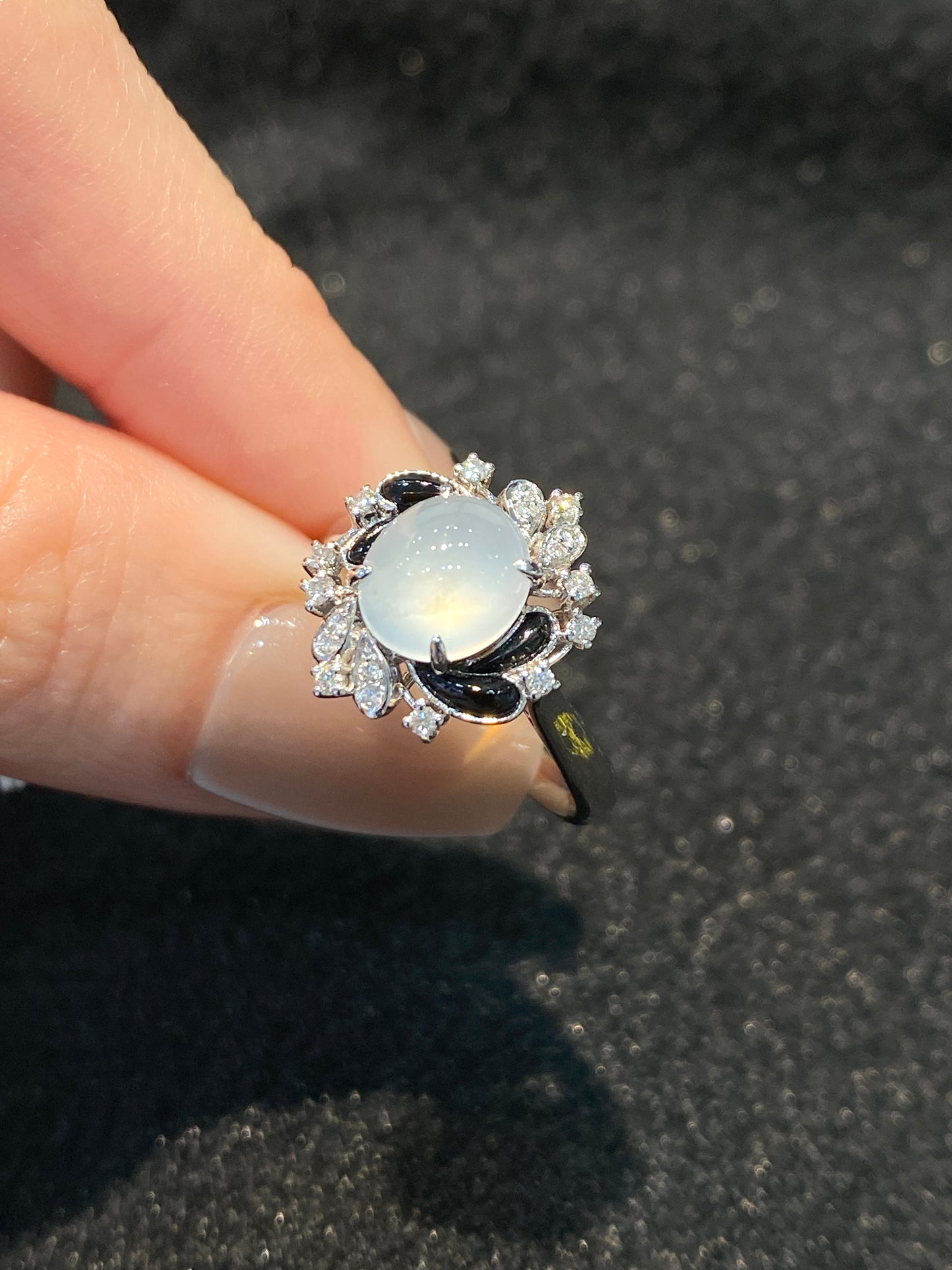 Natural Type A Icy Jadeite Ring