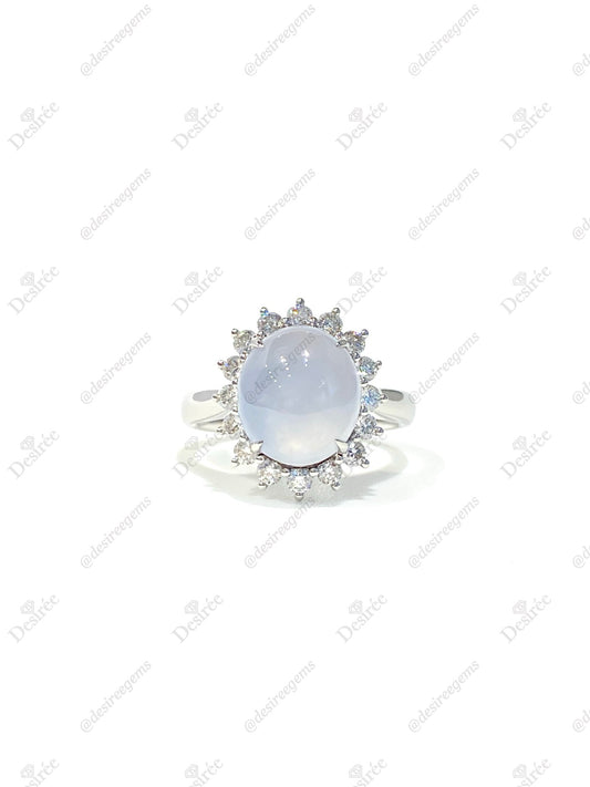 Natural Type A Icy Jadeite Ring