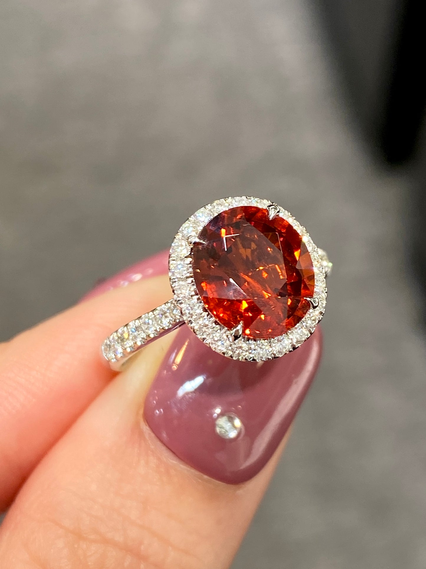 Natural Orangy Red Garnet 3.78ct Ring