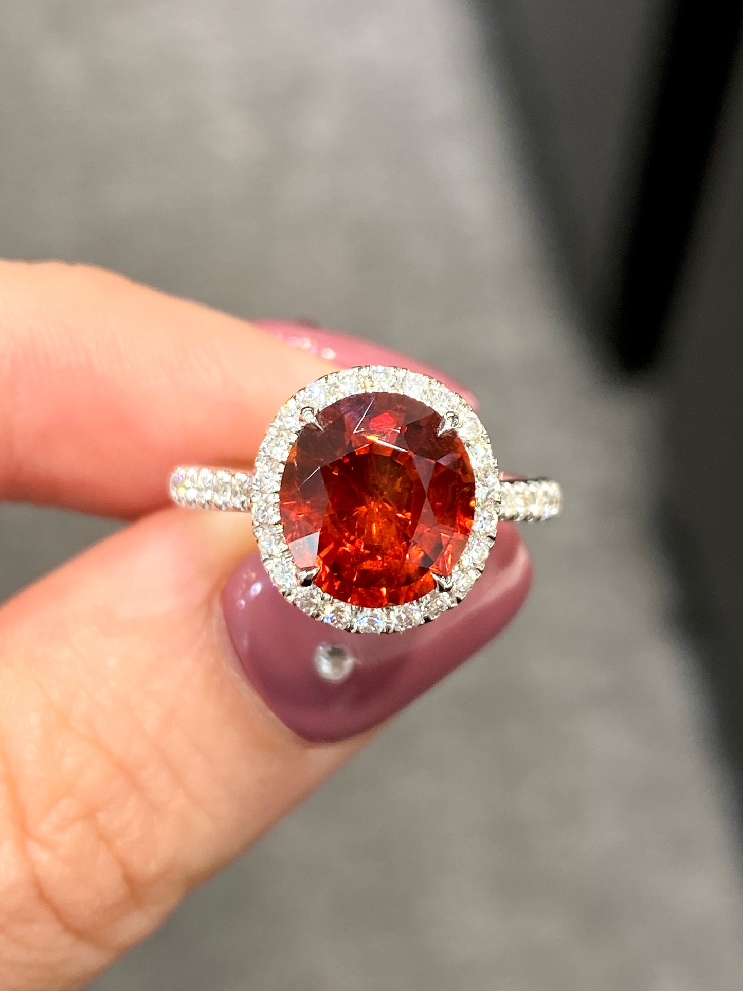 Natural Orangy Red Garnet 3.78ct Ring