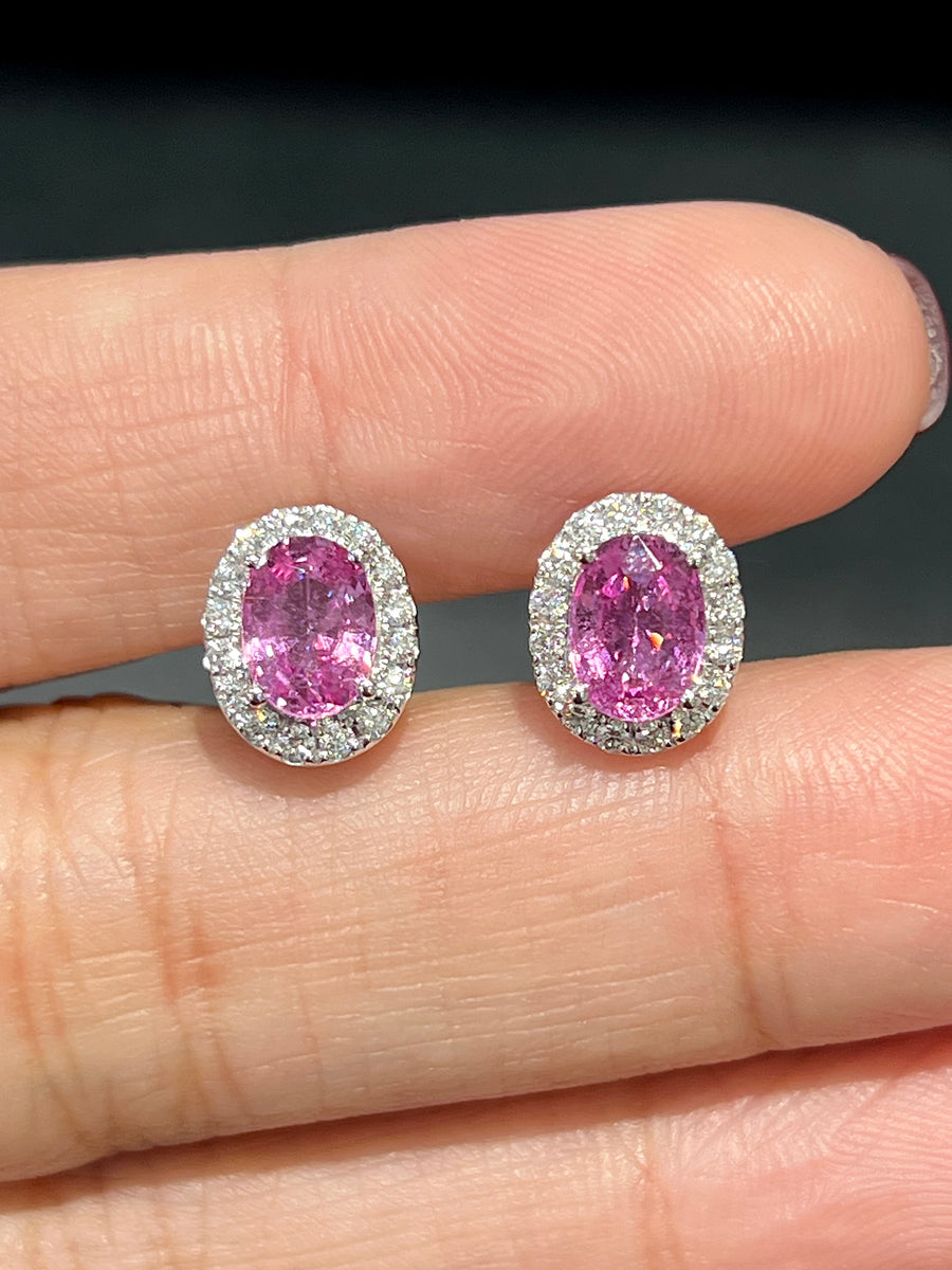 Natural pink on sale sapphire earrings