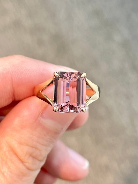 Natural Pink Tourmaline 3.67ct Ring Set in 18K Rose Gold Gemstone Fine Jewellery