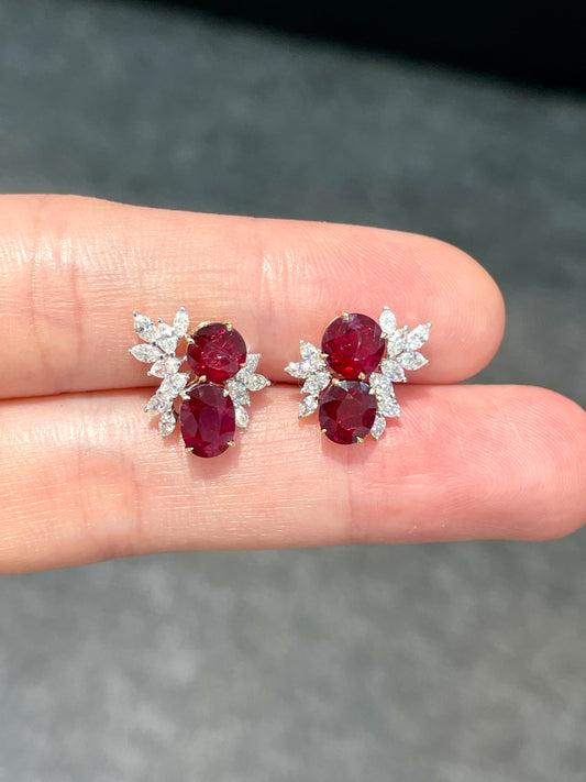 Natural Unheated Ruby 2.91 ct Earrings