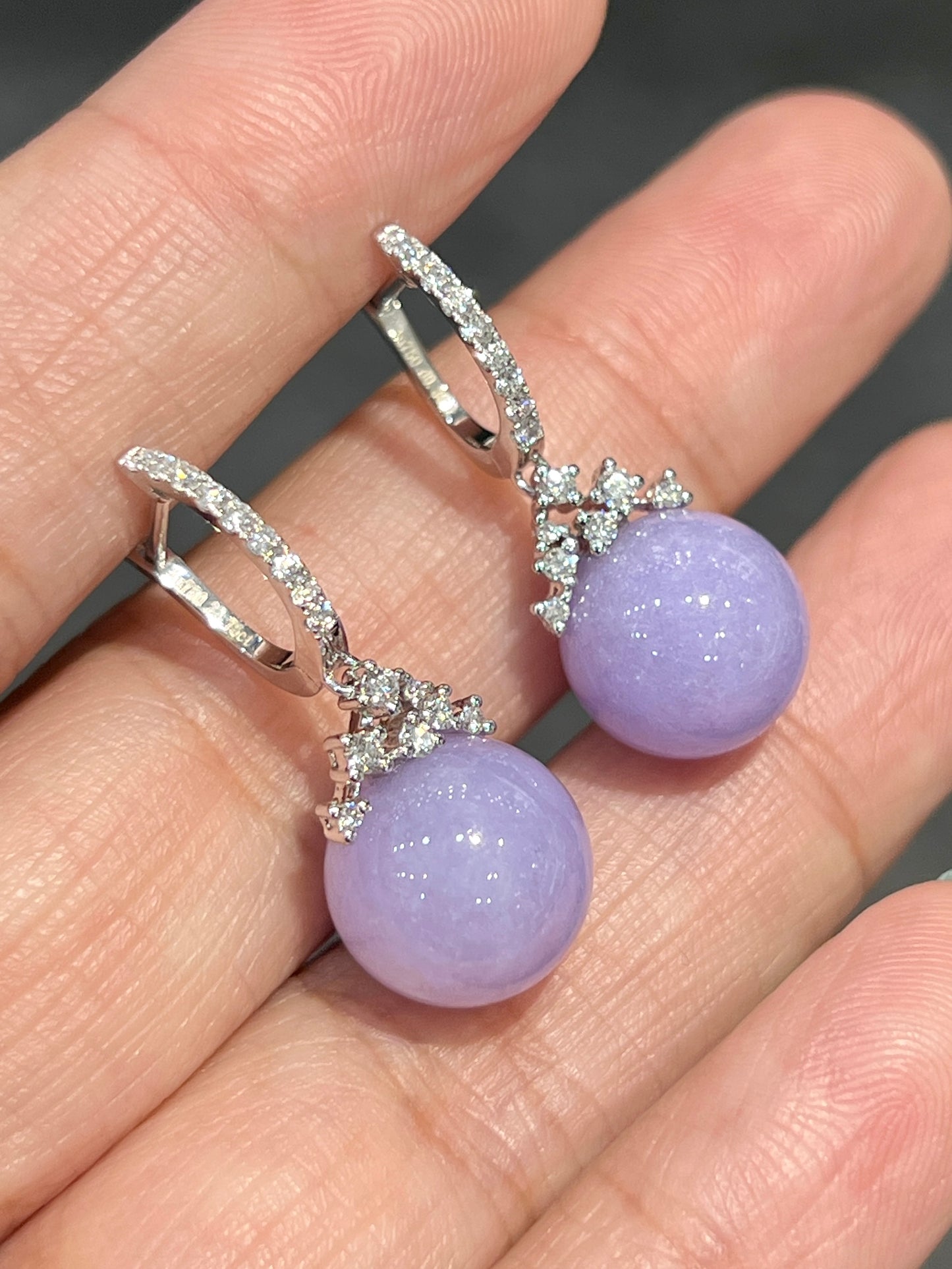 Natural Type A Purple Jadeite Earrings