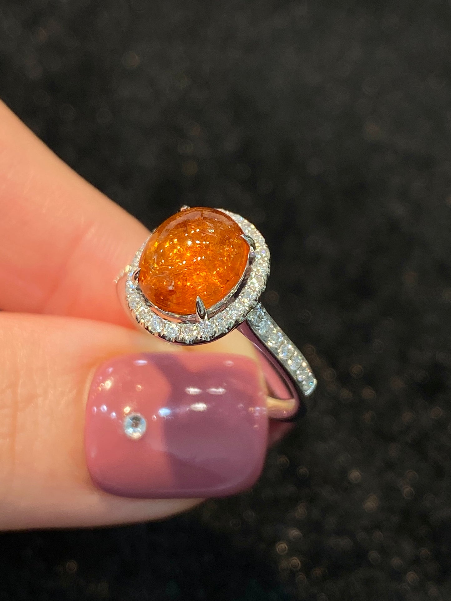 Natural Mandarin Garnet 3.24ct Ring