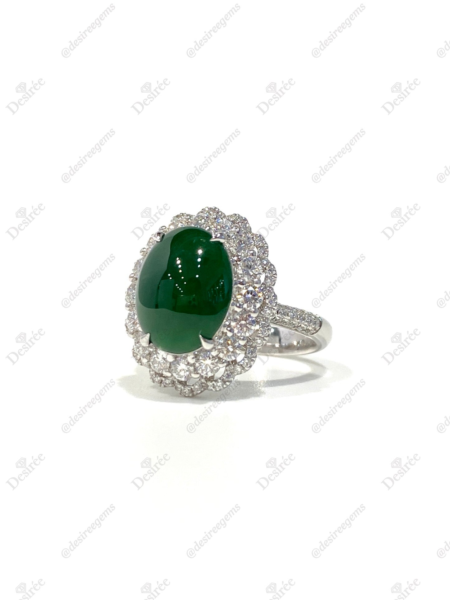 Natural Type A Jadeite 9.7×12.2mm Ring
