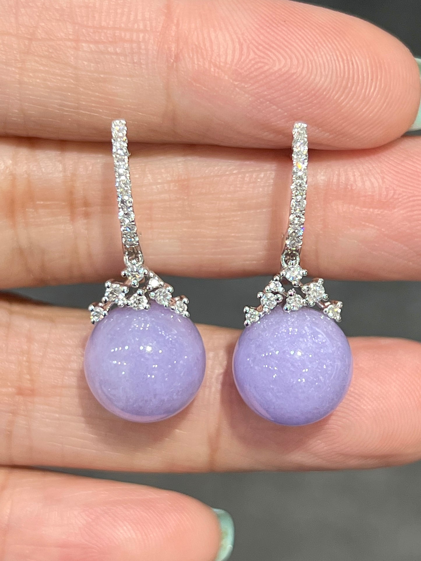 Natural Type A Purple Jadeite Earrings