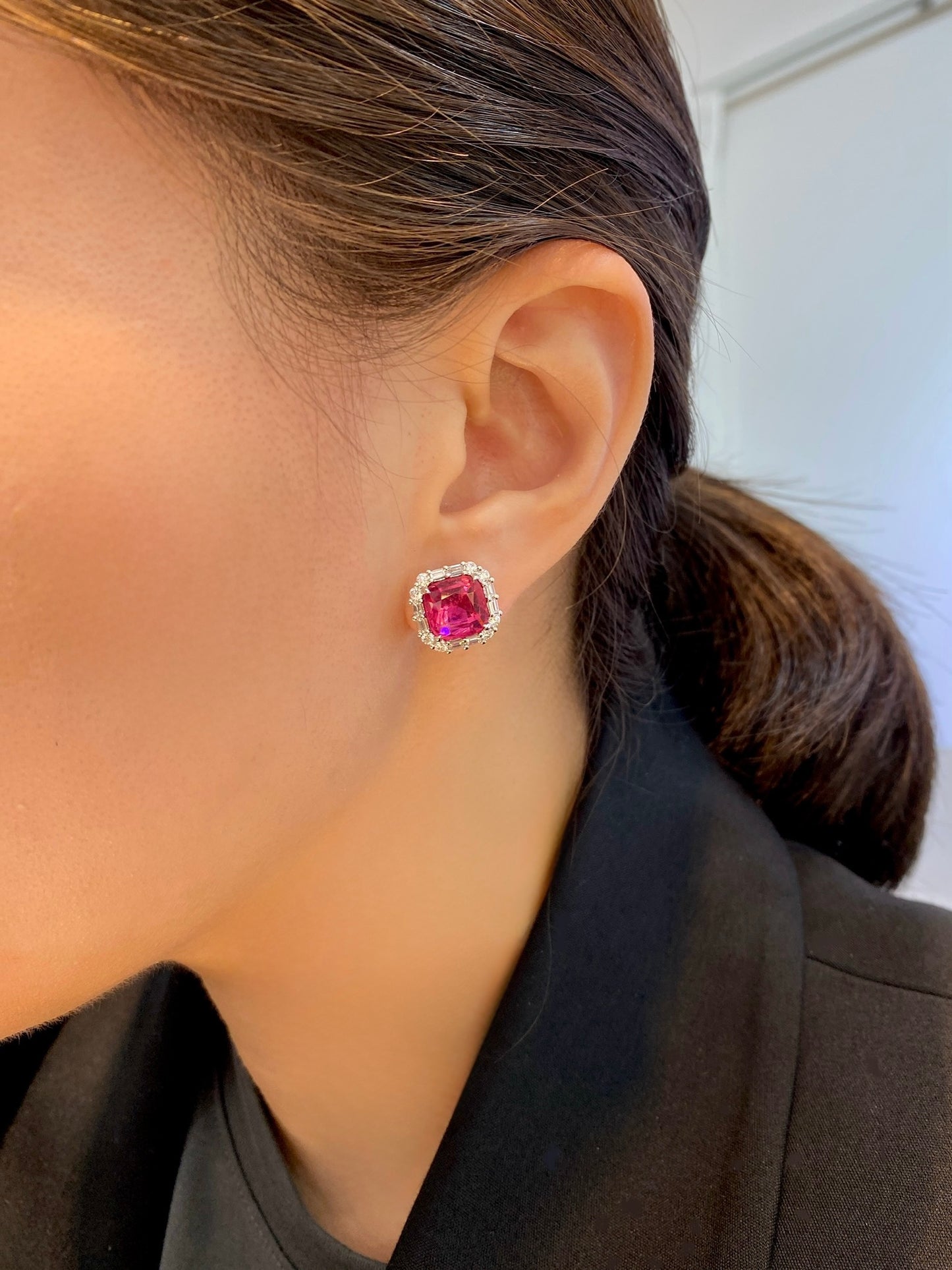 Natural Rubellite Tourmaline 6.12 Earrings