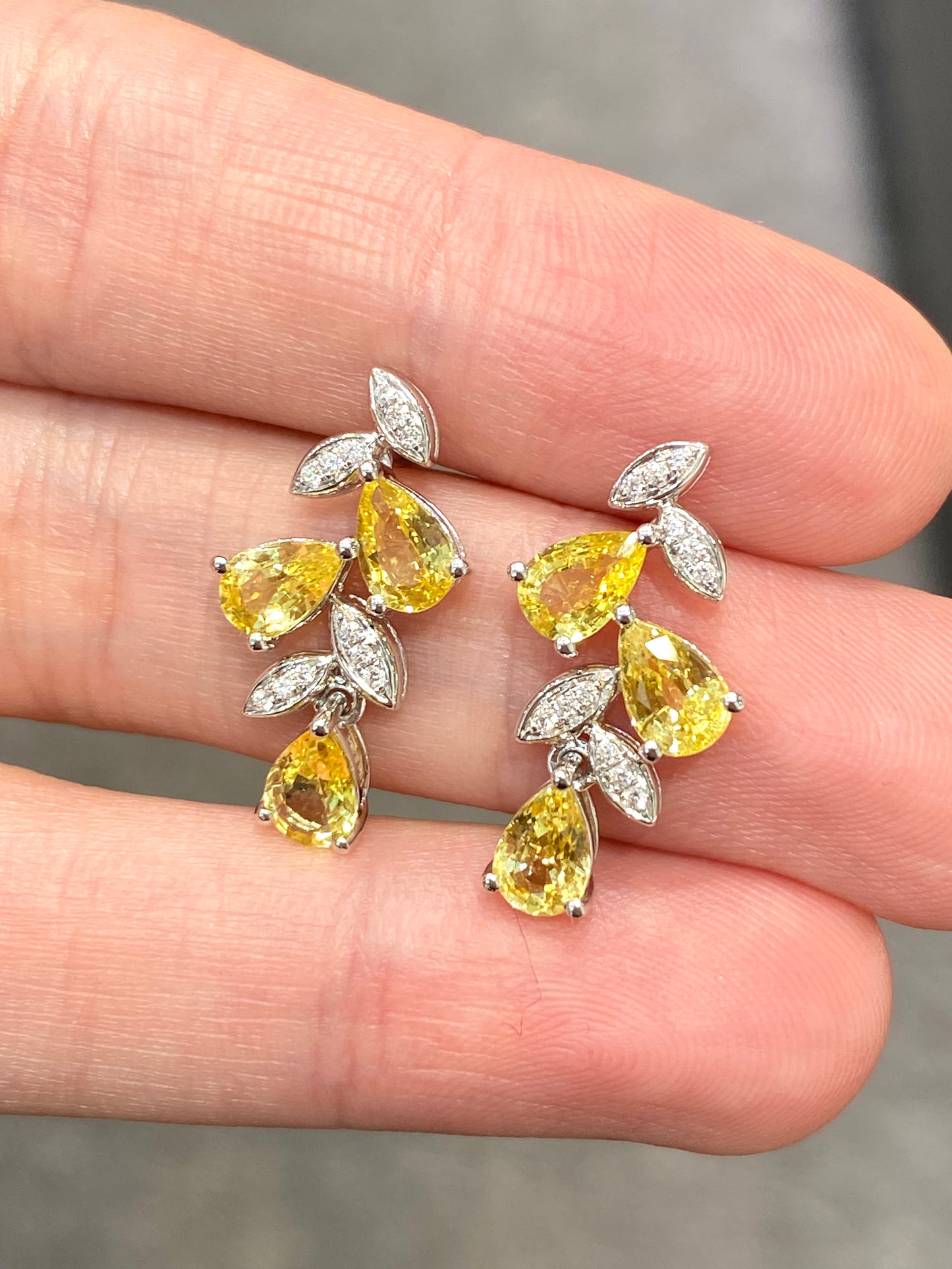 Natural Yellow Sapphire 2.96ct Earrings