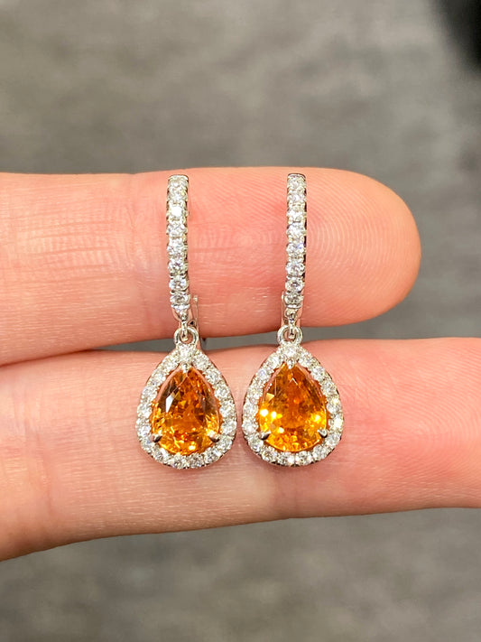 Natural Mandarin Garnet 2.05ct Earrings