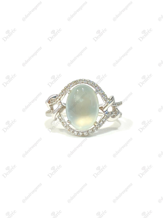 Natural Type A Icy Jadeite Ring