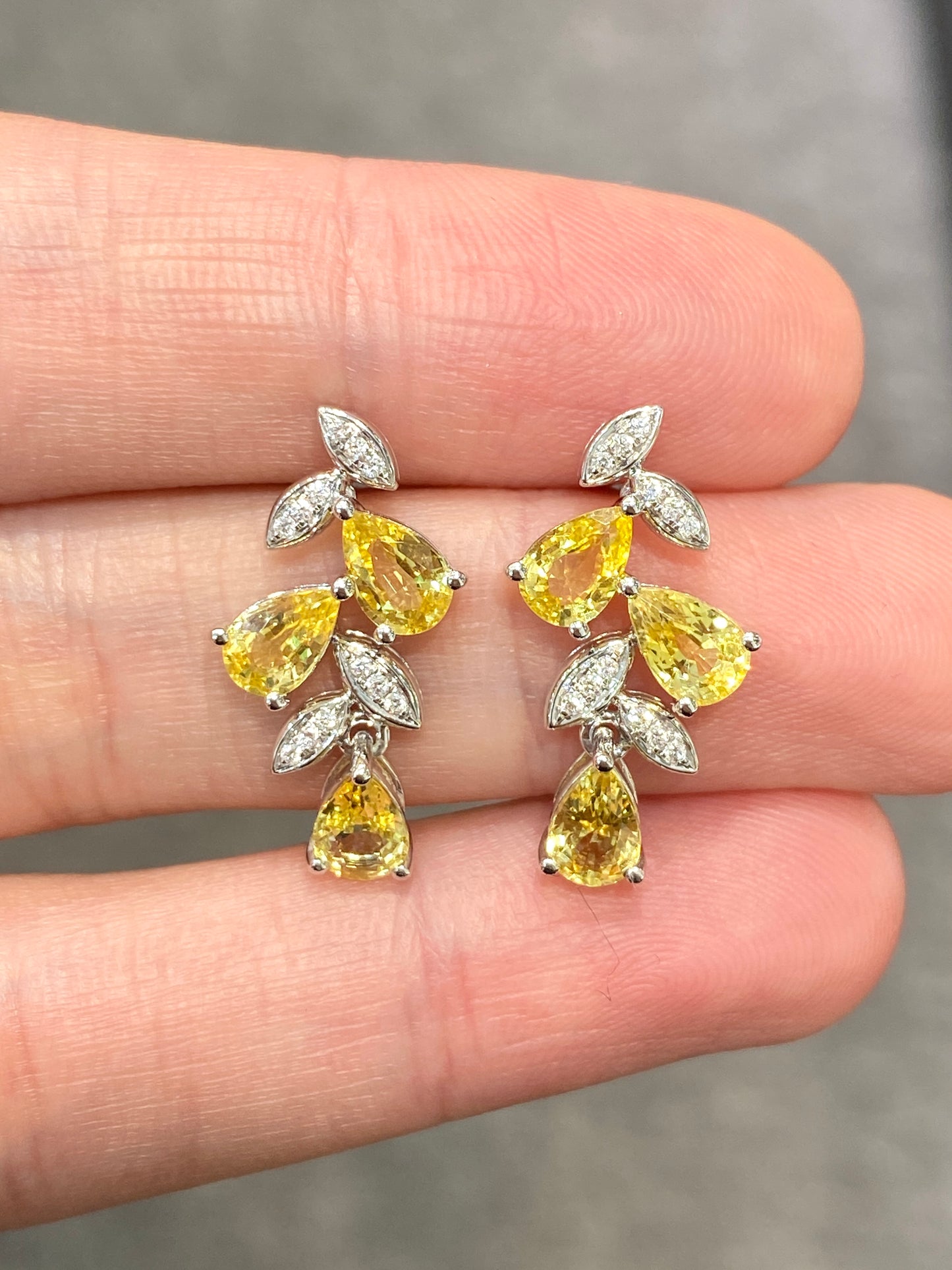 Natural Yellow Sapphire 2.96ct Earrings