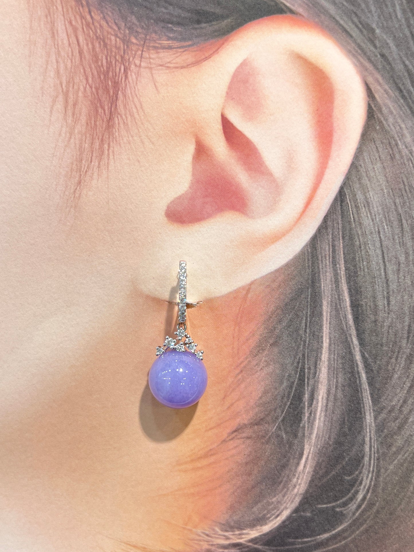 Natural Type A Purple Jadeite Earrings