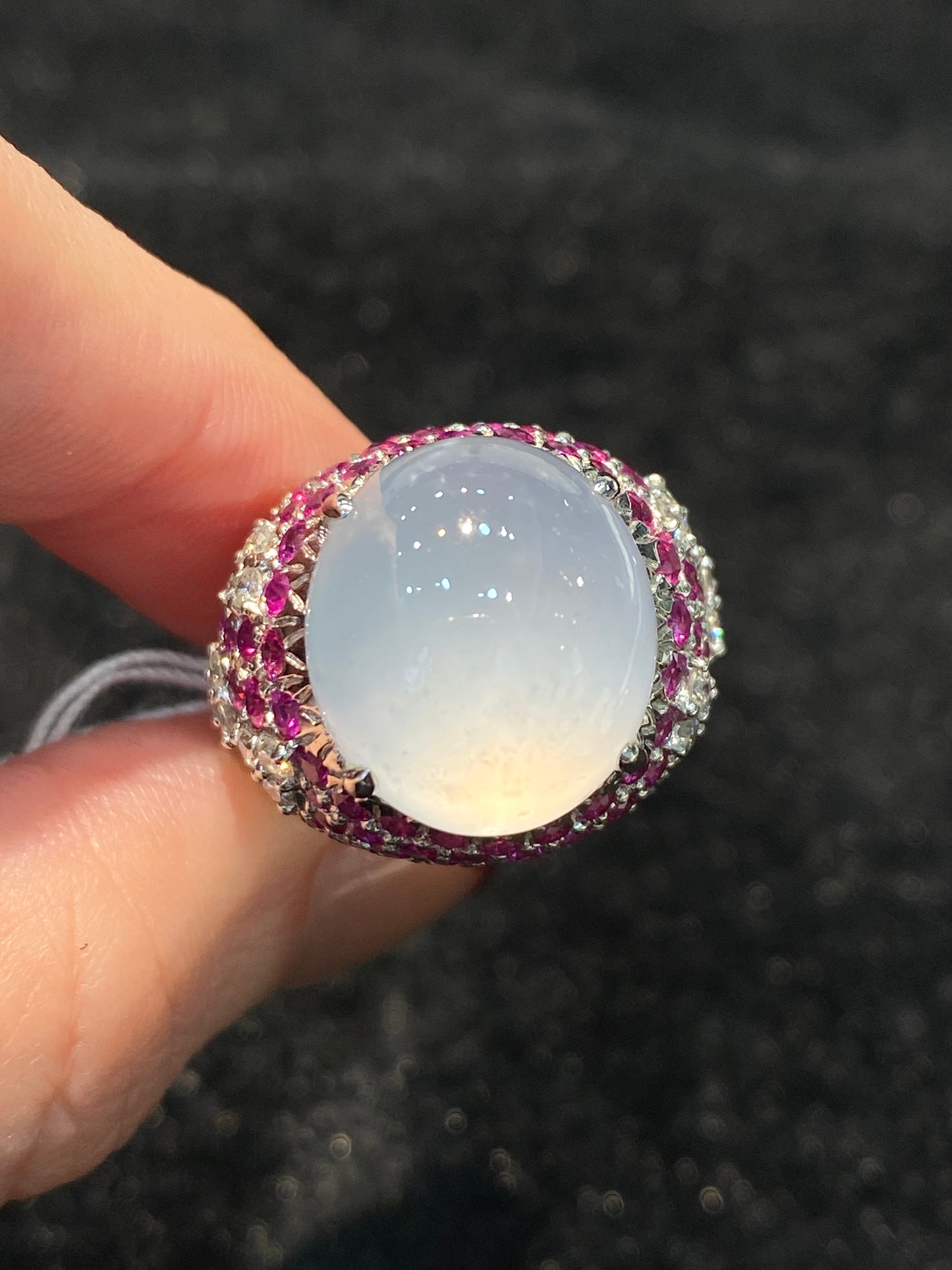 Natural Type A Icy Jadeite Ring