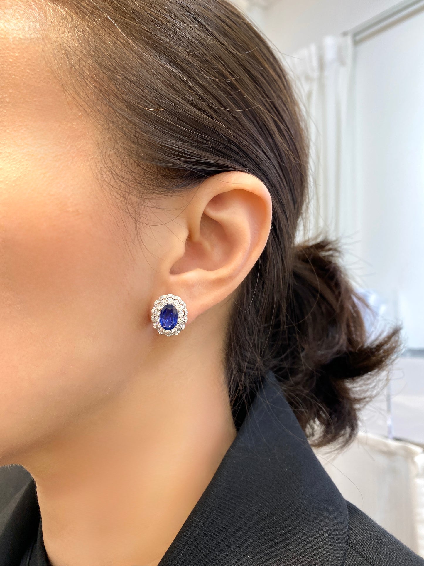Natural Blue Sapphire 3.82ct Earrings
