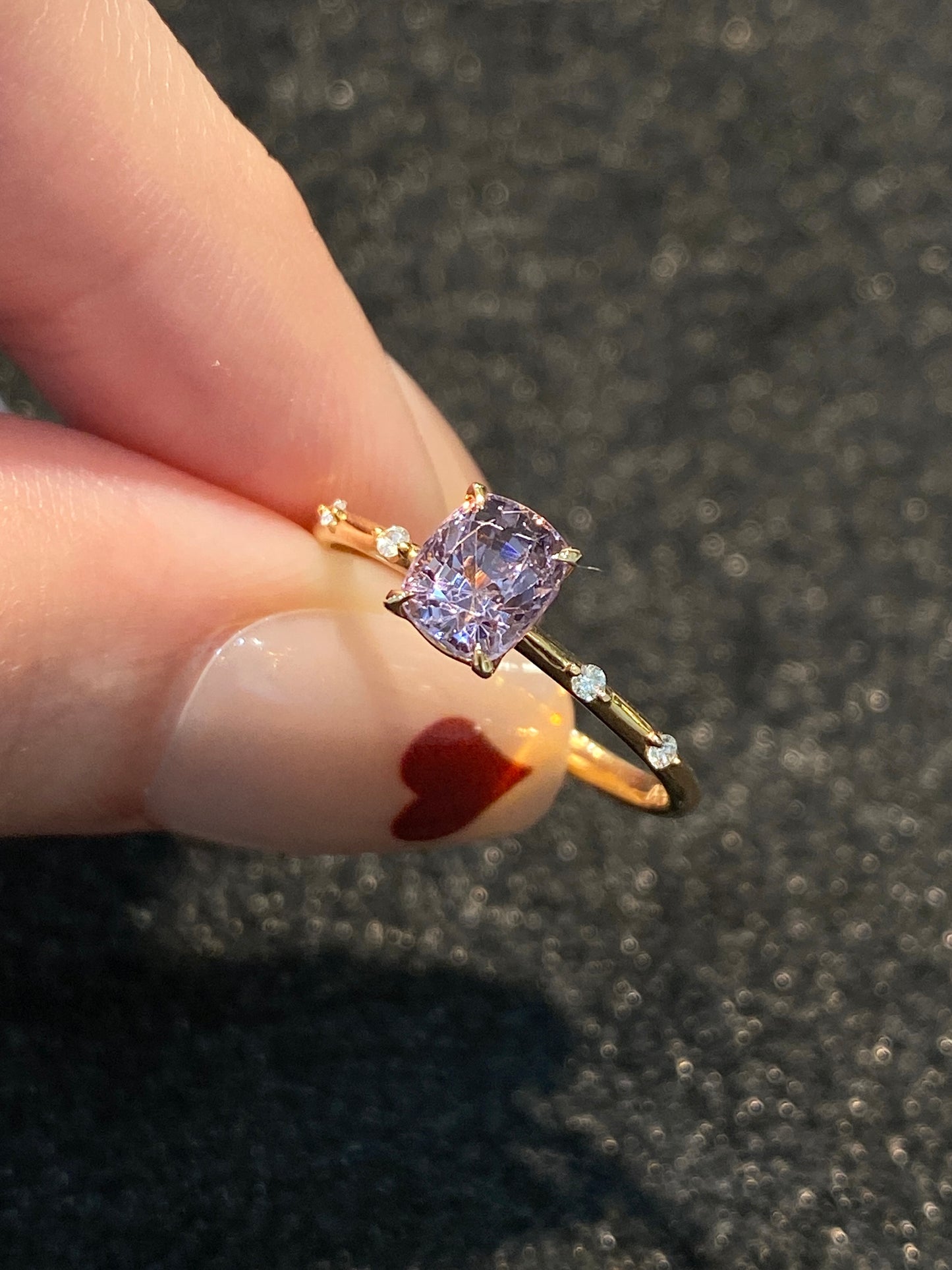 Natural Purplish Grey Spinel 1.05ct Ring