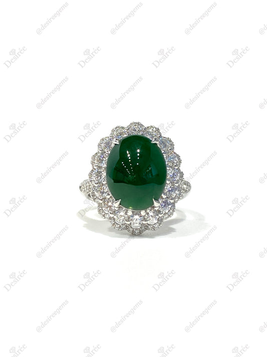 Natural Type A Jadeite 9.7×12.2mm Ring