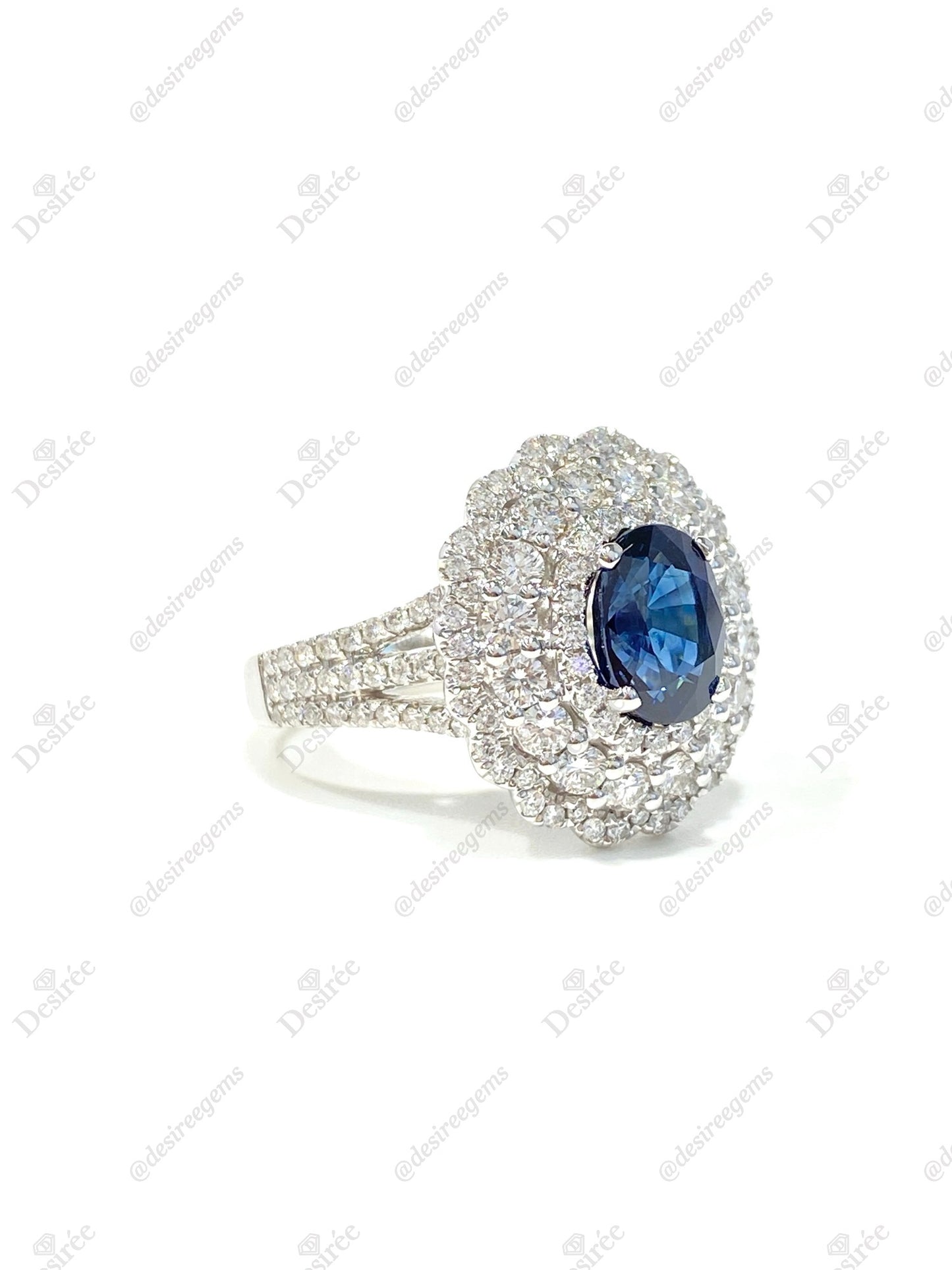 Natural Unheated Blue Sapphire 2.03ct Ring