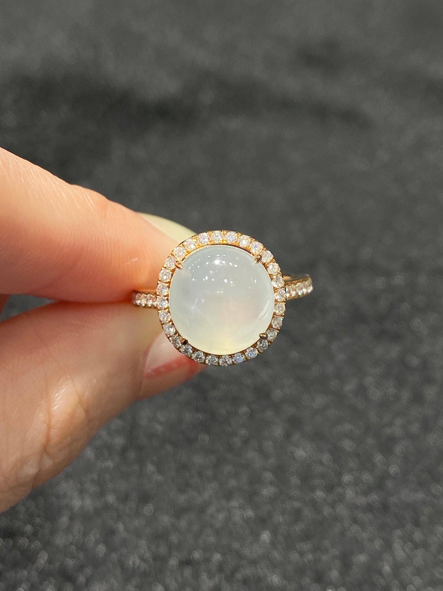 Natural Type A Icy Jadeite Ring