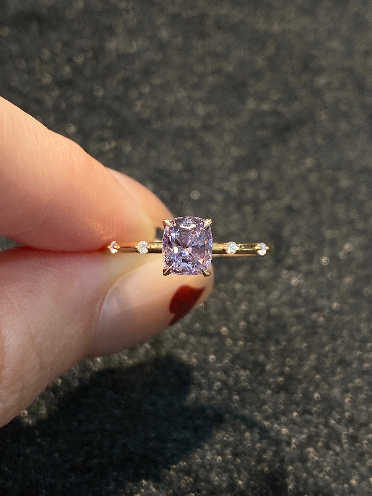 Natural Purplish Grey Spinel 1.05ct Ring