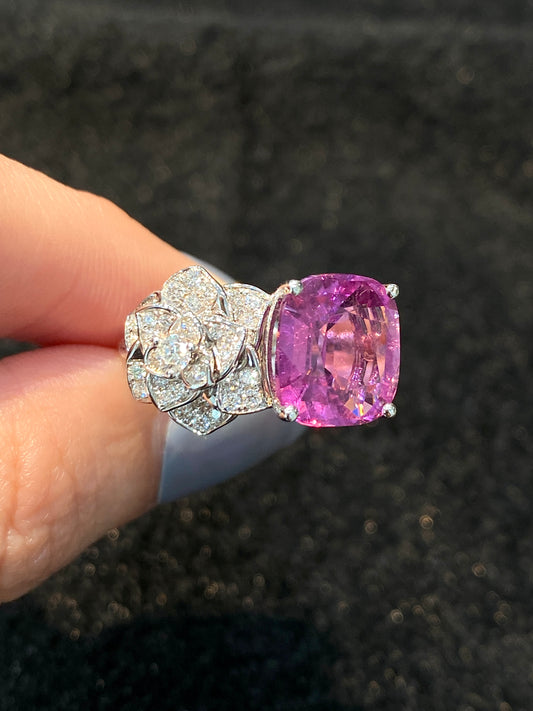 Natural Purplish Pink Tourmaline 4.35ct Ring