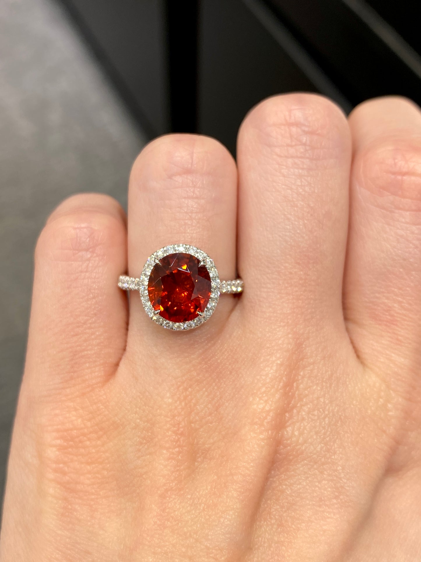 Natural Orangy Red Garnet 3.78ct Ring