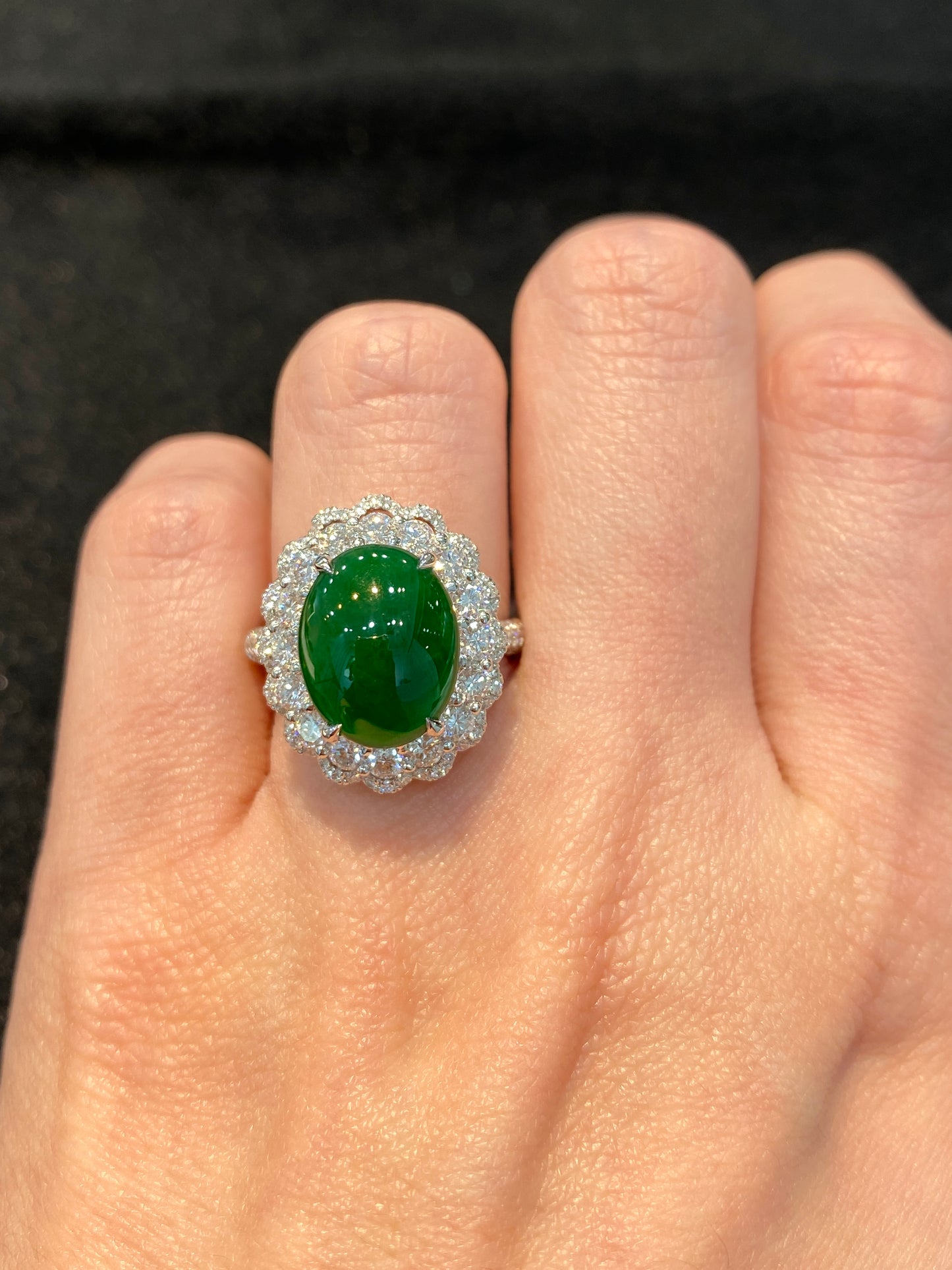 Natural Type A Jadeite 9.7×12.2mm Ring
