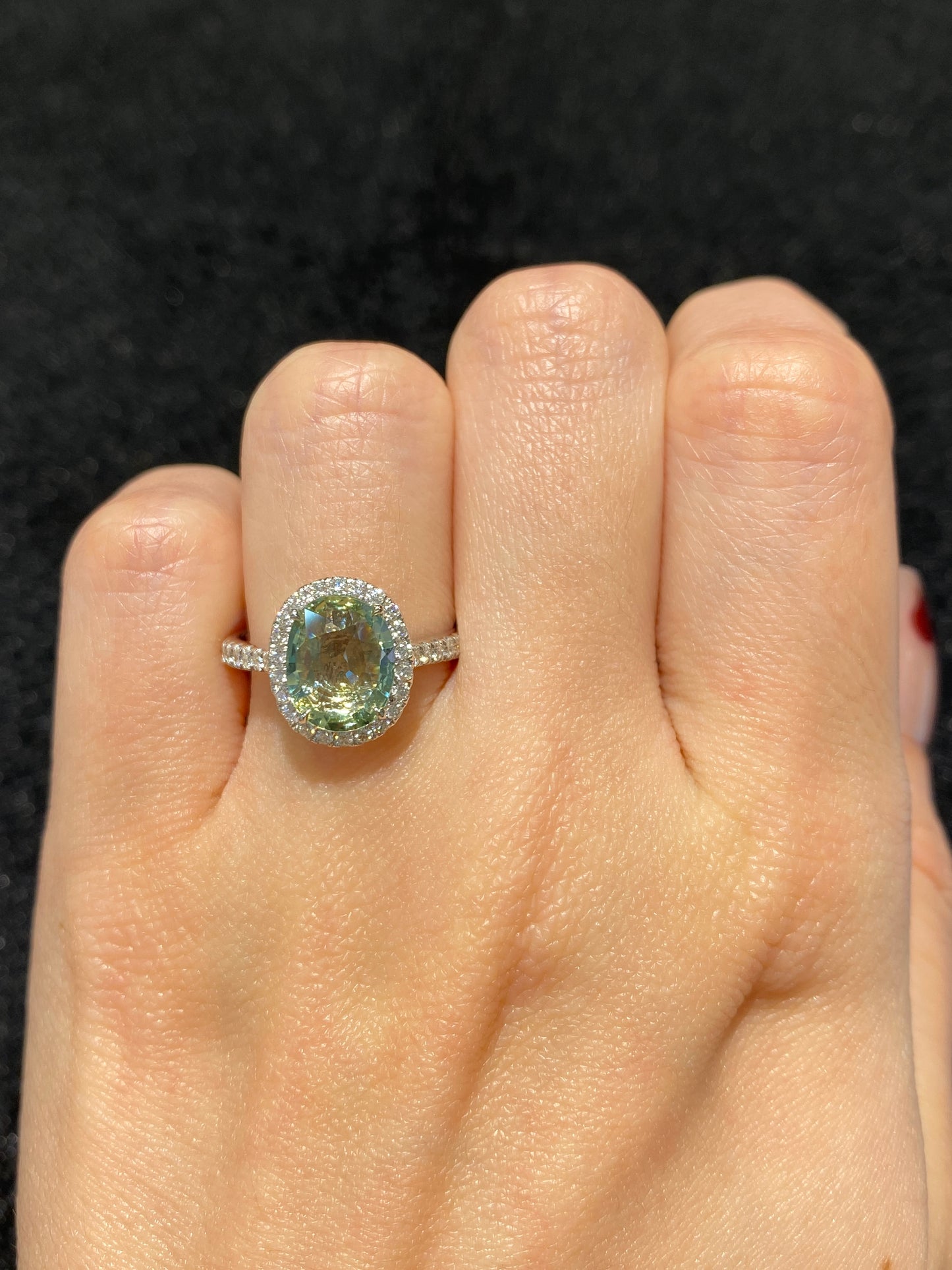 Natural Unheated Bluish Green Sapphire Ring 2.21ct