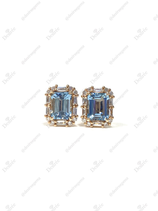Natural Aquamarine Earrings 2.18ct
