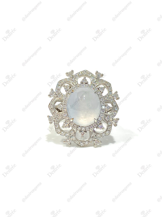 Natural Type A Icy Jadeite 4.93ct Ring