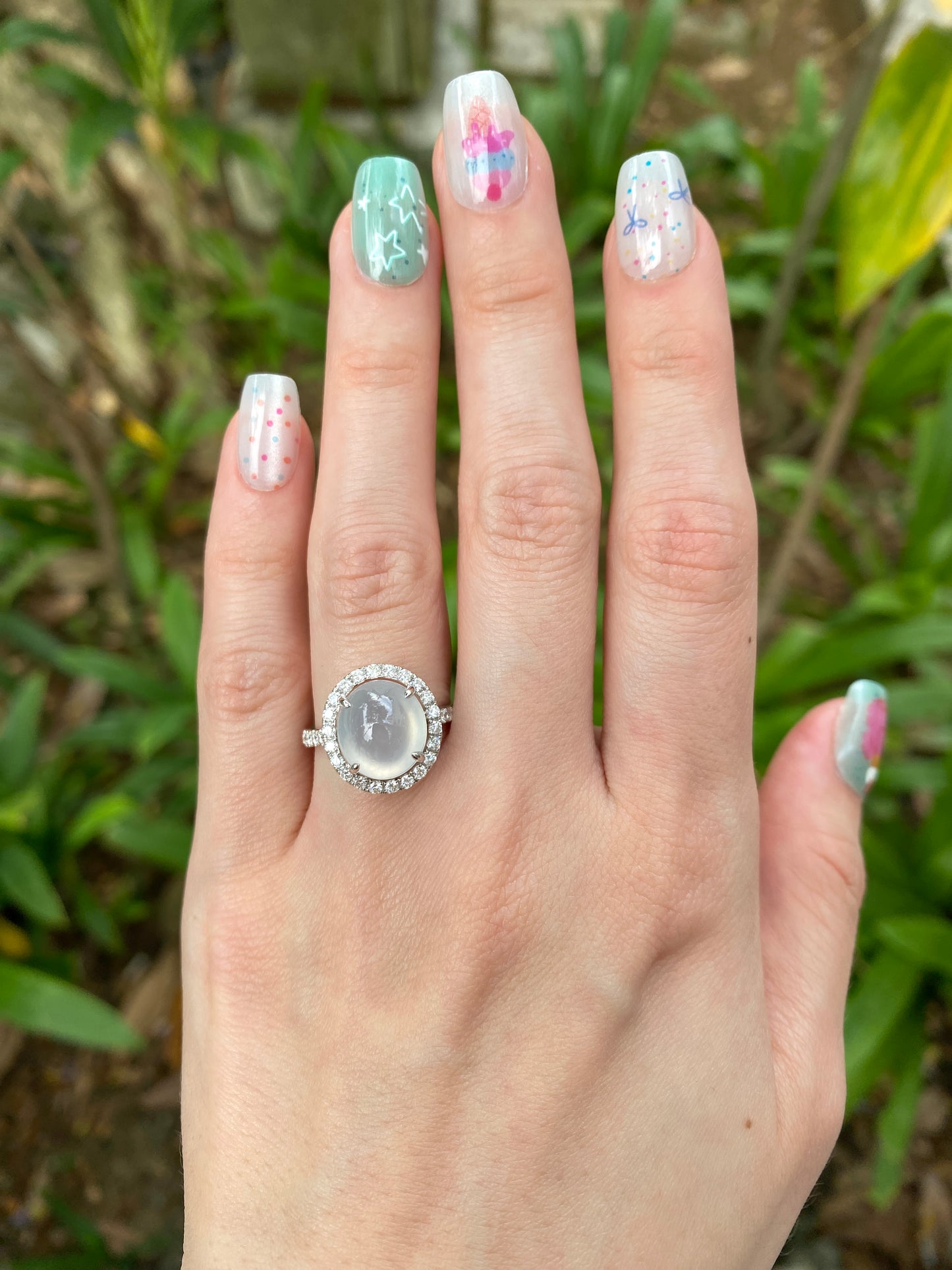 Natural Type A Icy Jadeite Ring