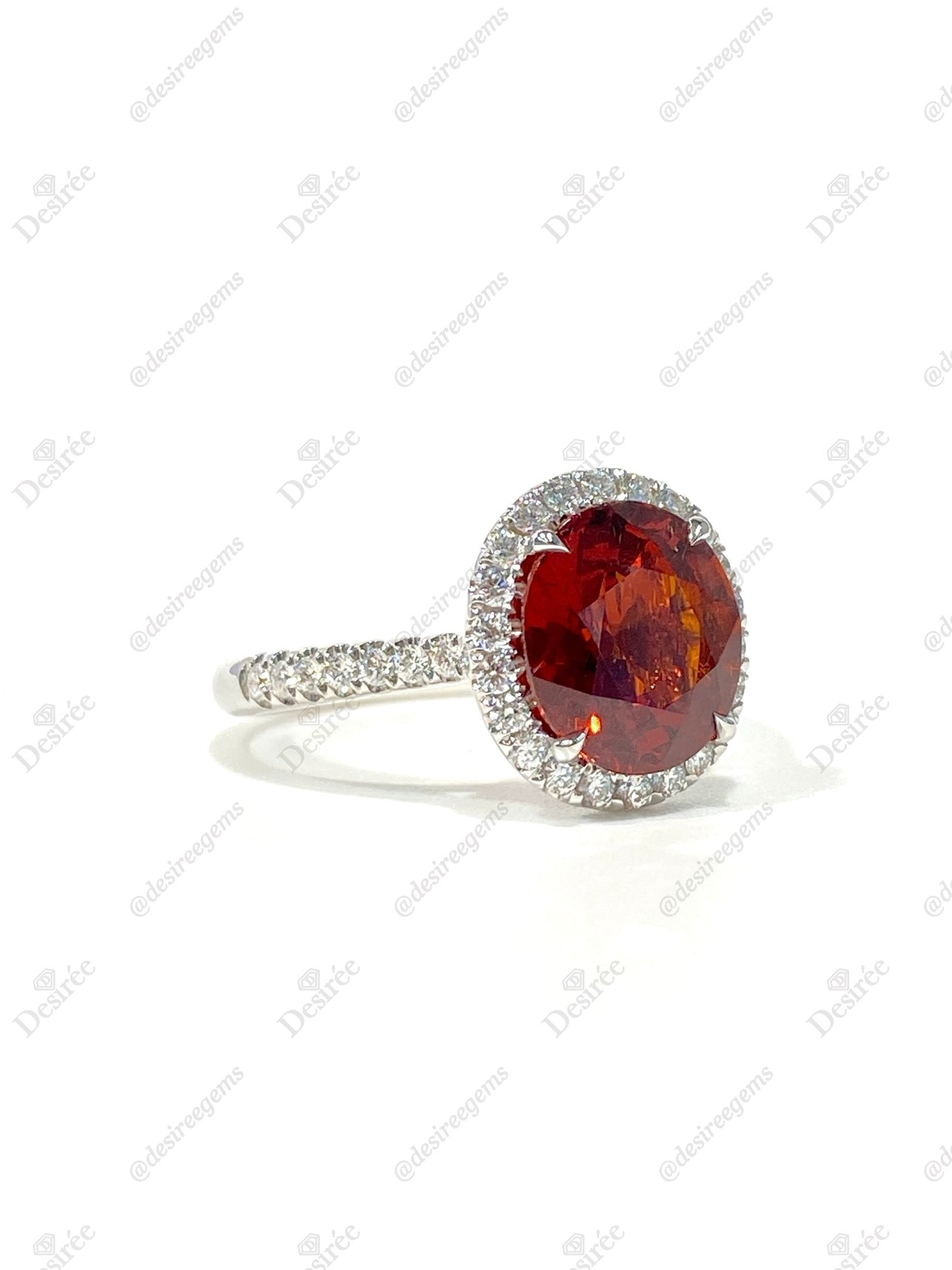 Natural Orangy Red Garnet 3.78ct Ring
