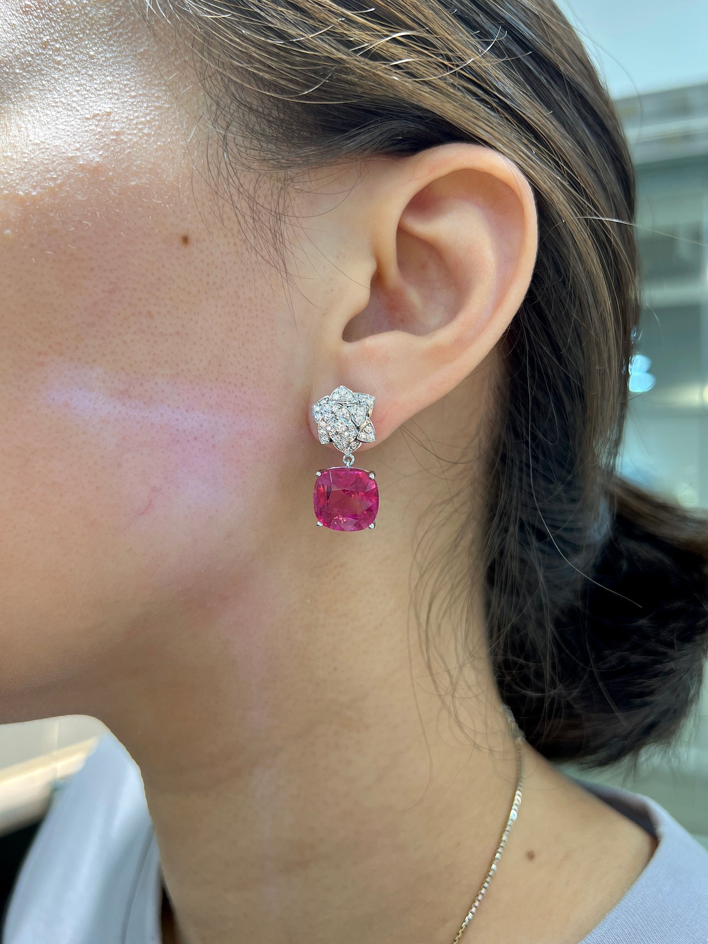 Natural Pink Tourmaline 15.73ct Earrings
