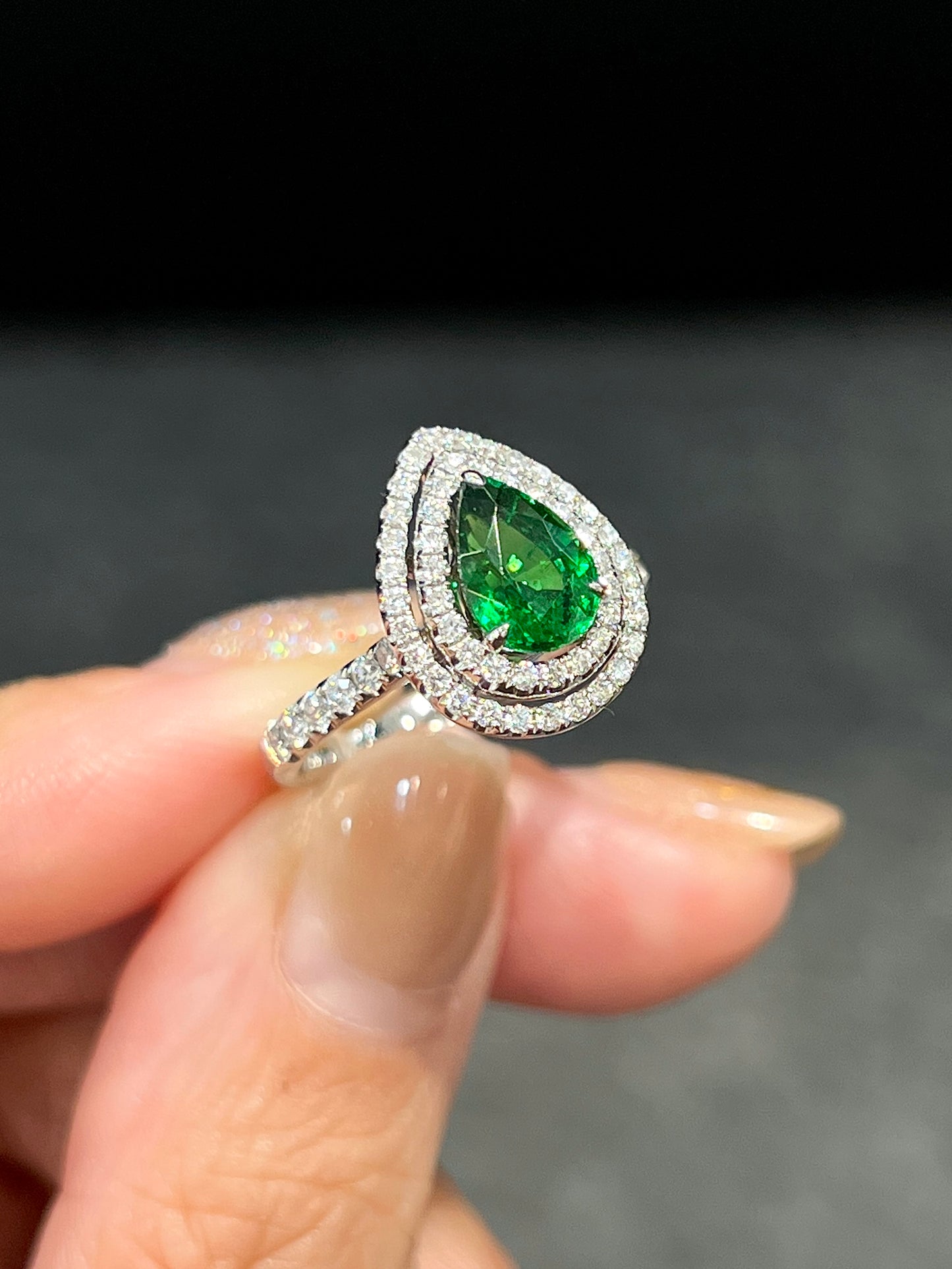Natural Green Garnet Tsavorite 1.63ct Ring