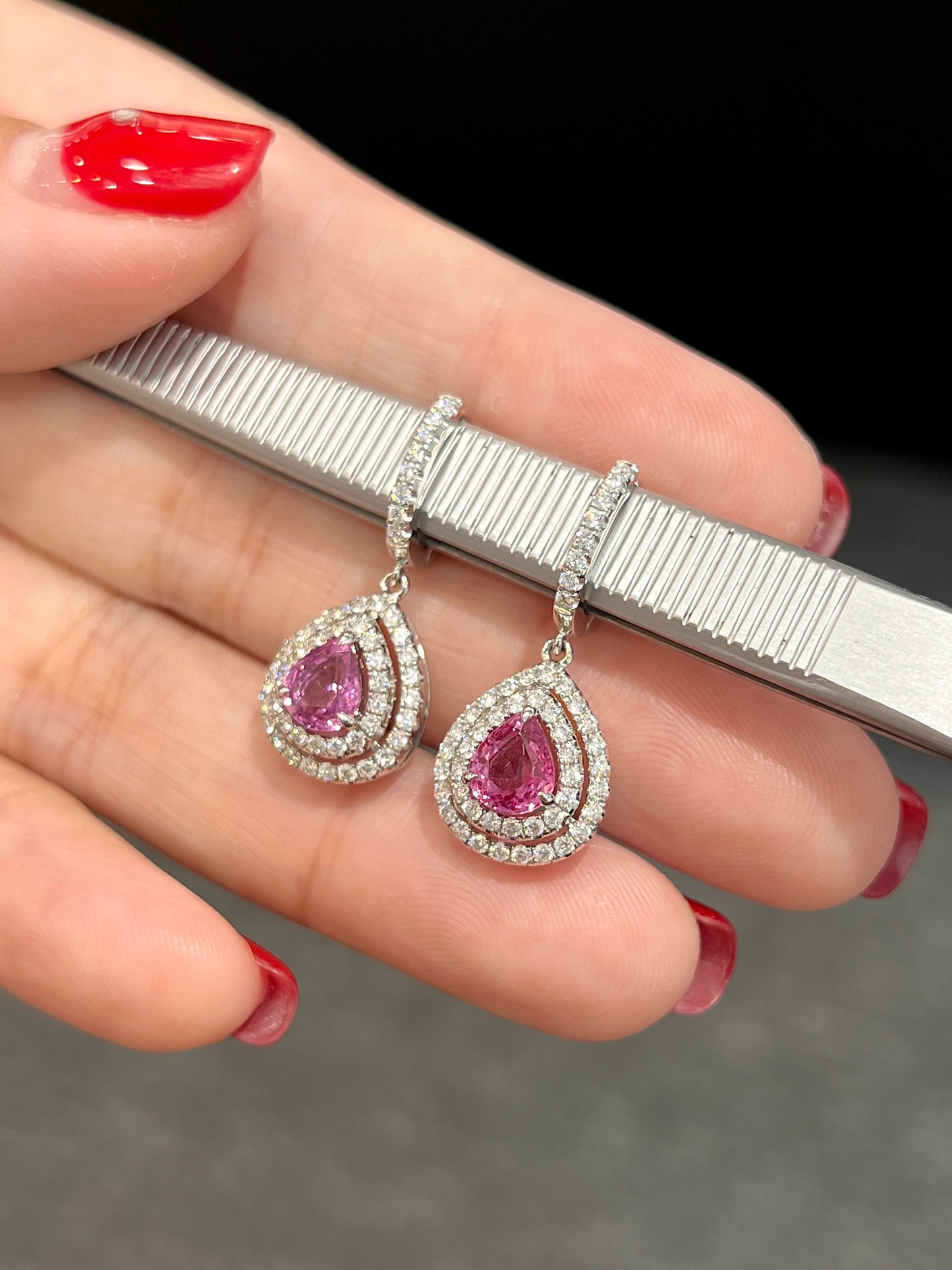 Natural Pink Sapphire Earrings 1.70ct