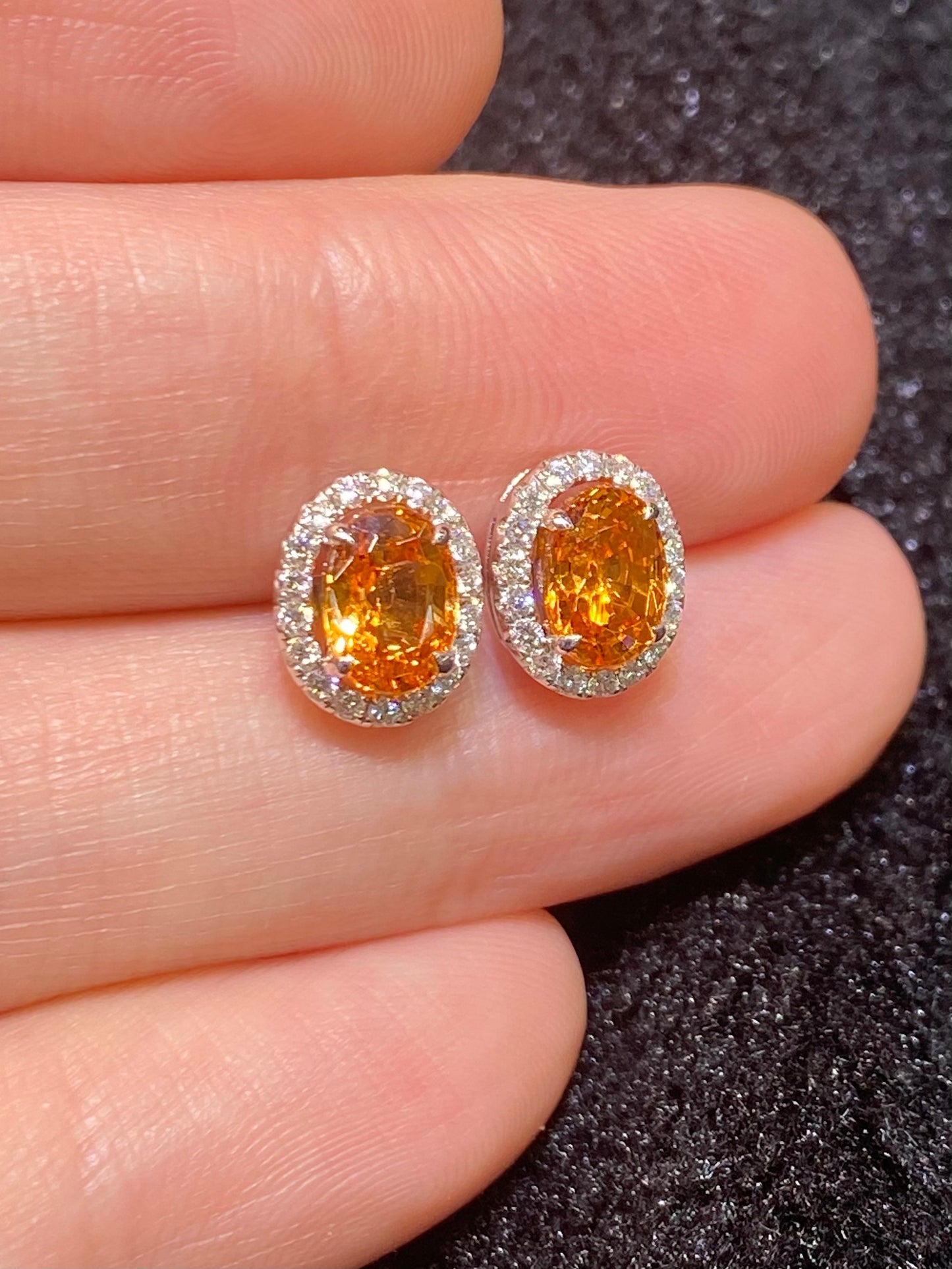 Natural Mandarin Orange Garnet 2.85ct Earrings