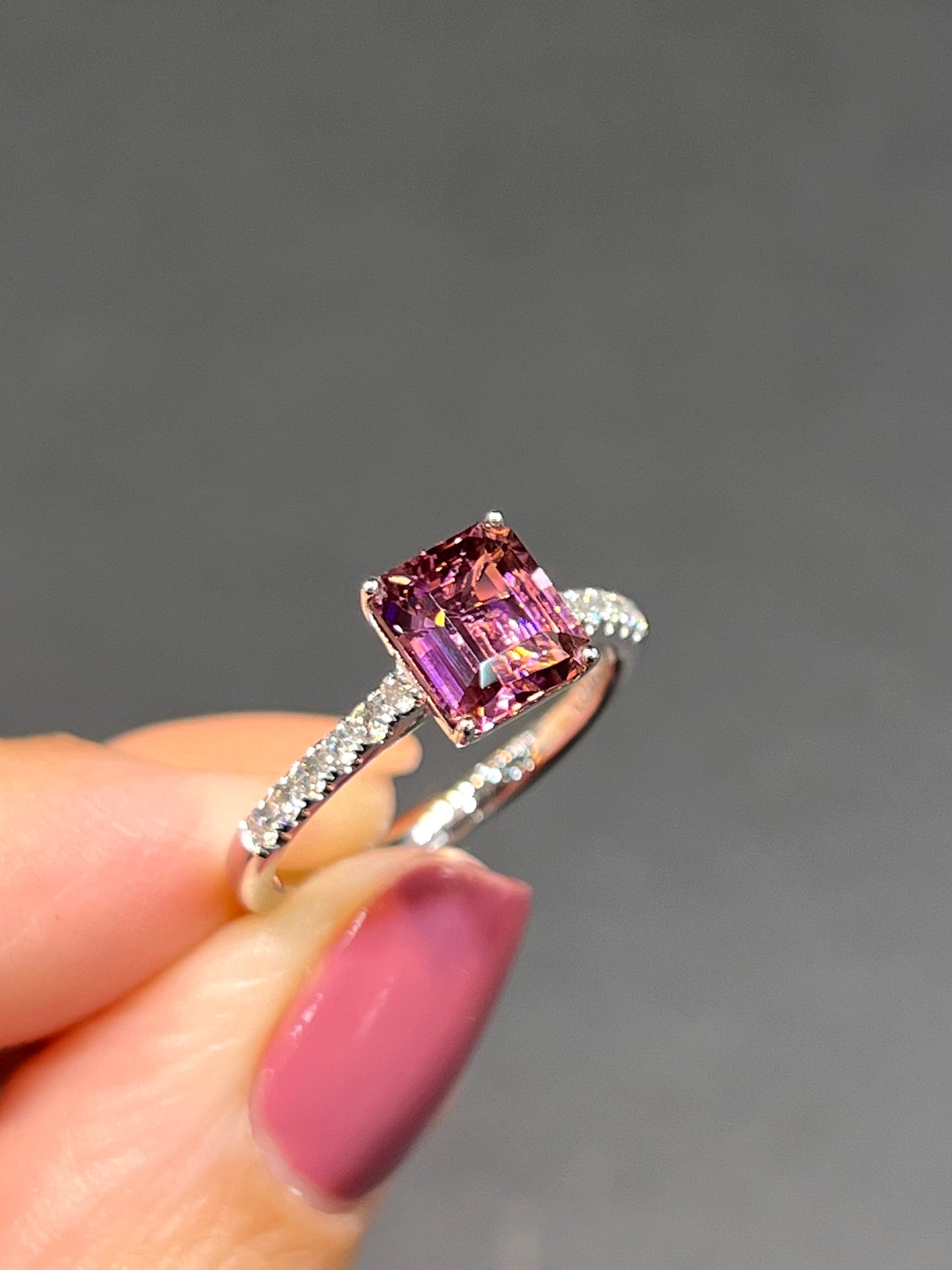 Natural Purplish Pink Tourmaline 1.55ct Ring