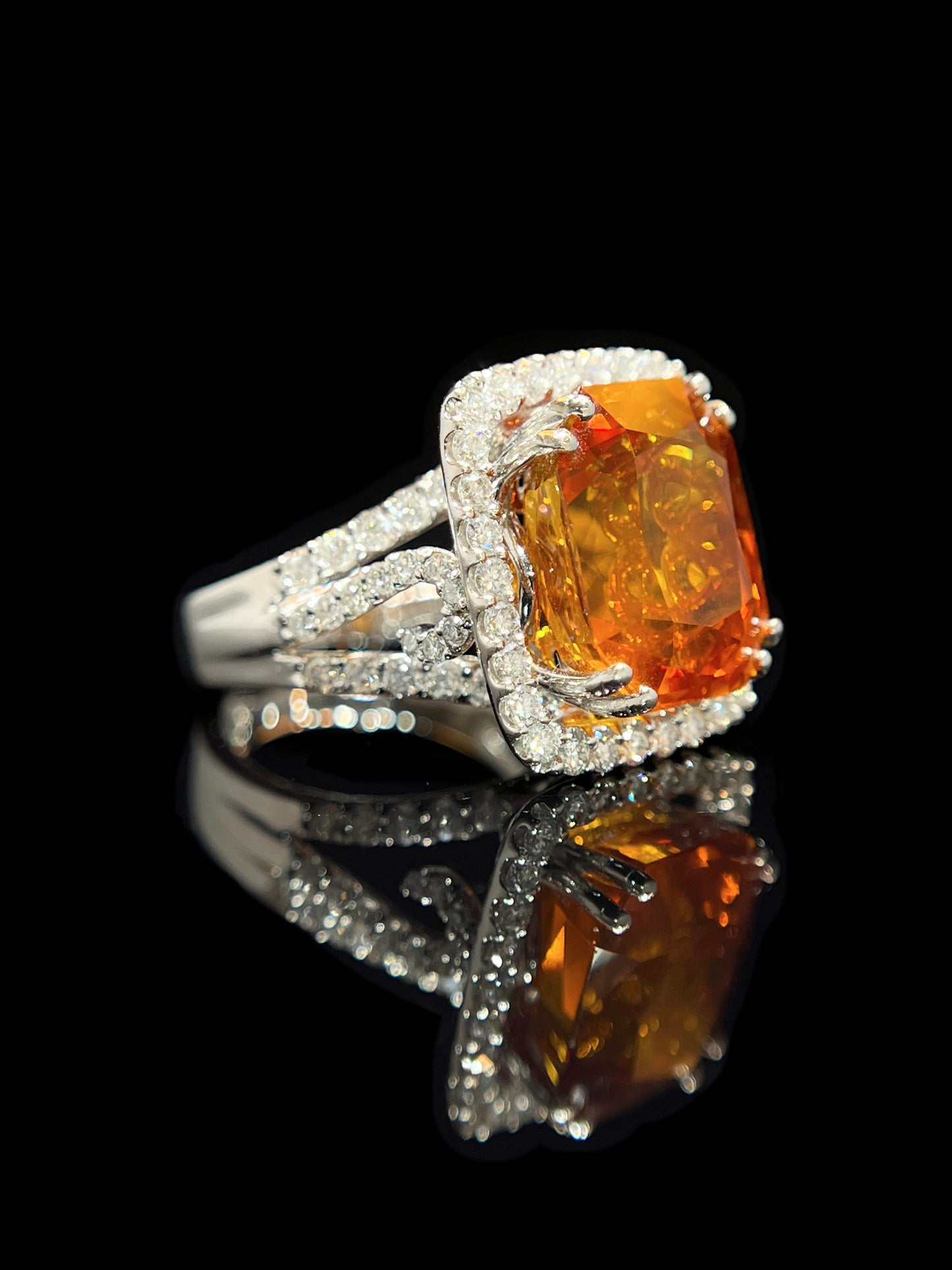 Natural Orange Sapphire Ring 13.23ct