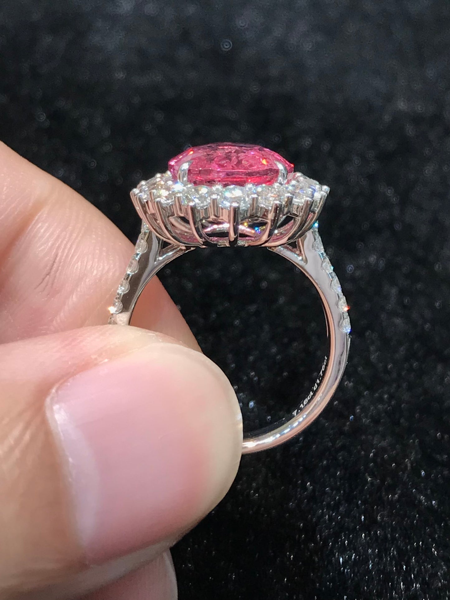 Natural Mahenge Pink Spinel 7.16ct Ring Set With Natural Diamonds 1.76ct In 18K White Gold Gemstone Fine Jewellery
