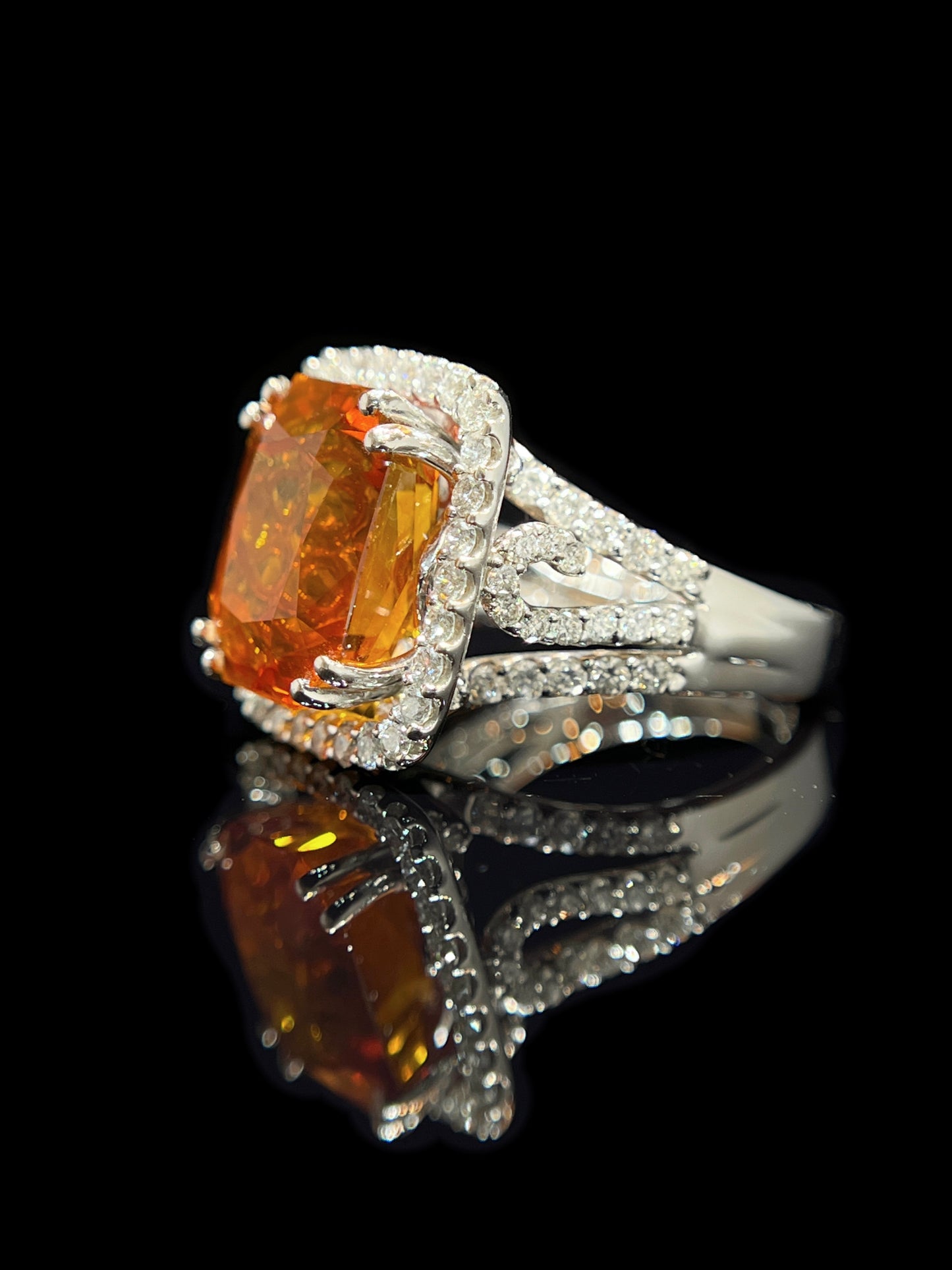 Natural Orange Sapphire Ring 13.23ct