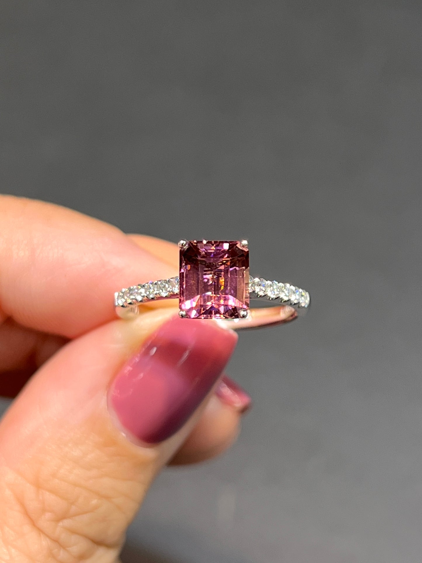 Natural Purplish Pink Tourmaline 1.55ct Ring