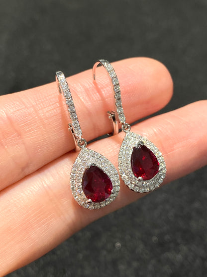 Natural Unheated Ruby 2.33ct Earrings