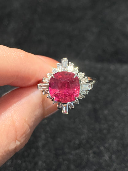 Natural Rubellite Tourmaline 3.74ct Ring