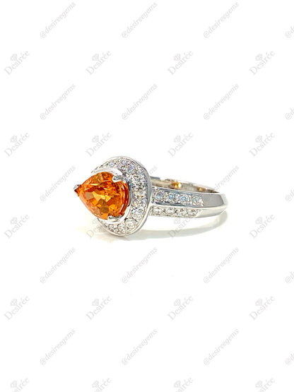 Natural Mandarin Garnet 1.82ct Ring