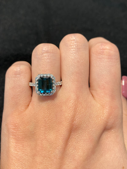 Natural Indicolite Blue Tourmaline 2.16ct Ring