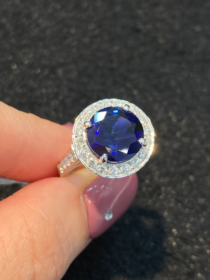 Natural Unheated Blue Sapphire 4.09ct Ring