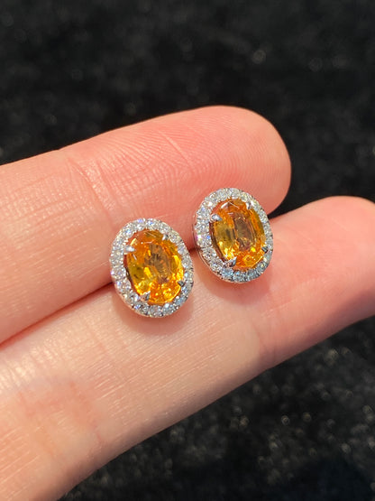 Natural Mandarin Garnet 1.79ct Earrings