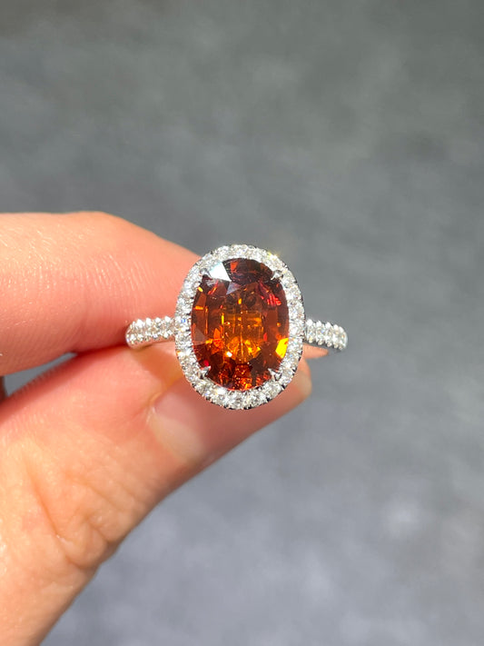 Natural Mandarin Garnet 3.07ct Ring