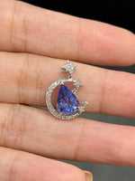 Natural Tanzanite 2.12ct Pendant Set With Natural Diamonds In 18K White Gold Gemstone Fine Jewellery Singapore